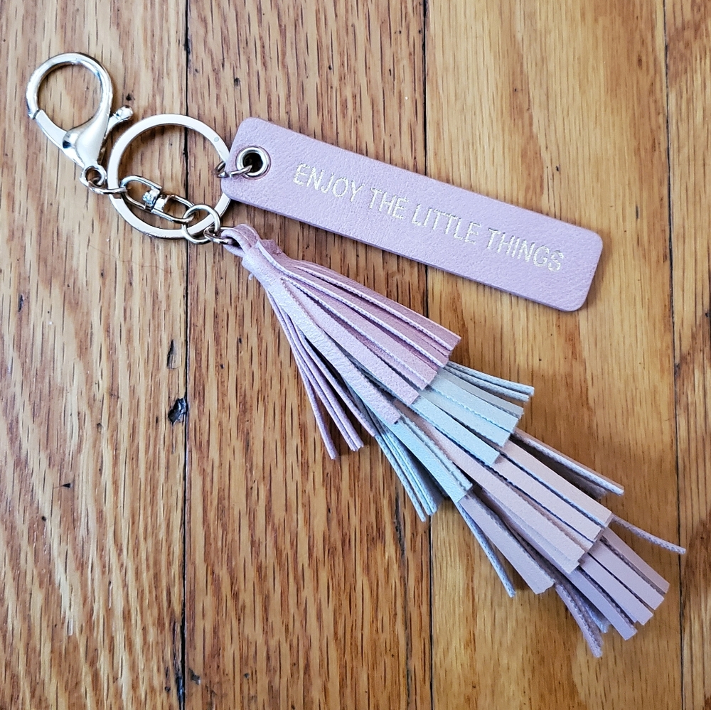 Melie Bianco Tassel Keychain Pink Vegan leather